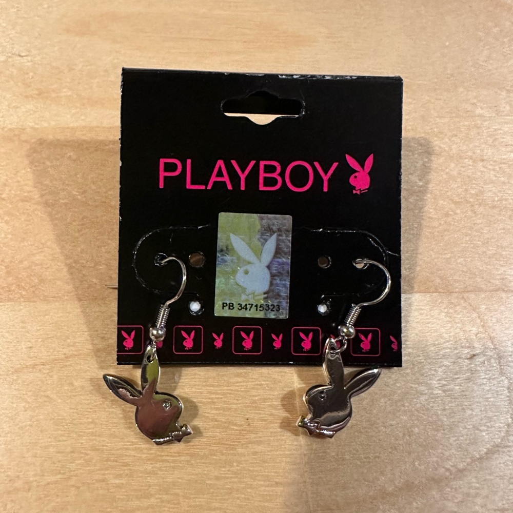 Authentic Playboy Bunny Silver Earrings Brand New w/ Authentic Playboy Hologram